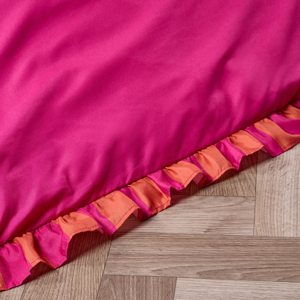 OHS Frill Edge Duvet Set, Hot Pink/Orange  - Single>
