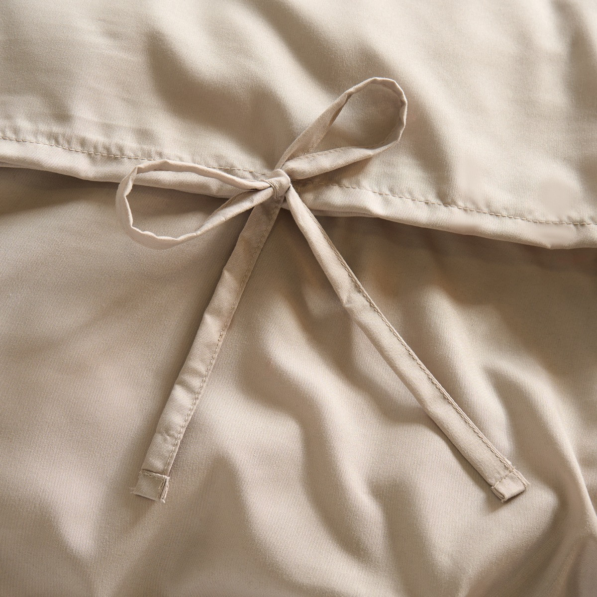 OHS Bow Tie Plain Dye Duvet Set - Natural>
