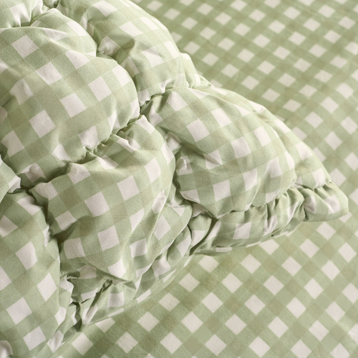 OHS Quilted Seersucker Gingham Duvet Cover Set - Sage>