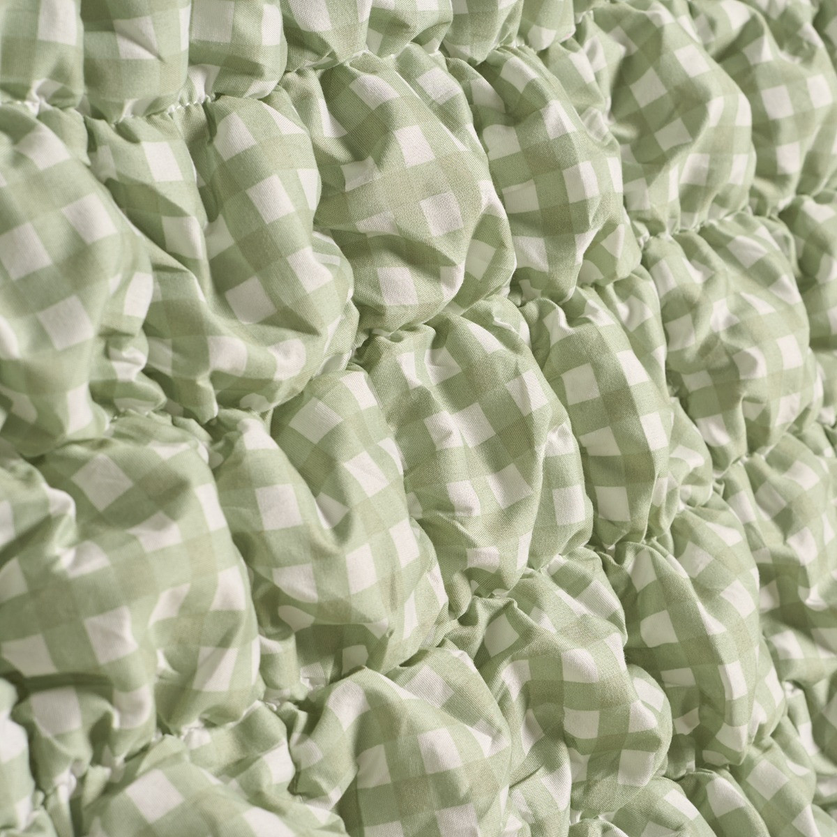 OHS Quilted Seersucker Gingham Duvet Cover Set - Sage>