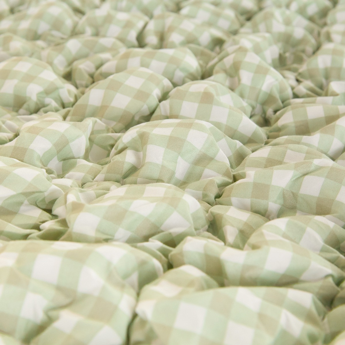 OHS Quilted Seersucker Gingham Duvet Cover Set, Sage - Super King>