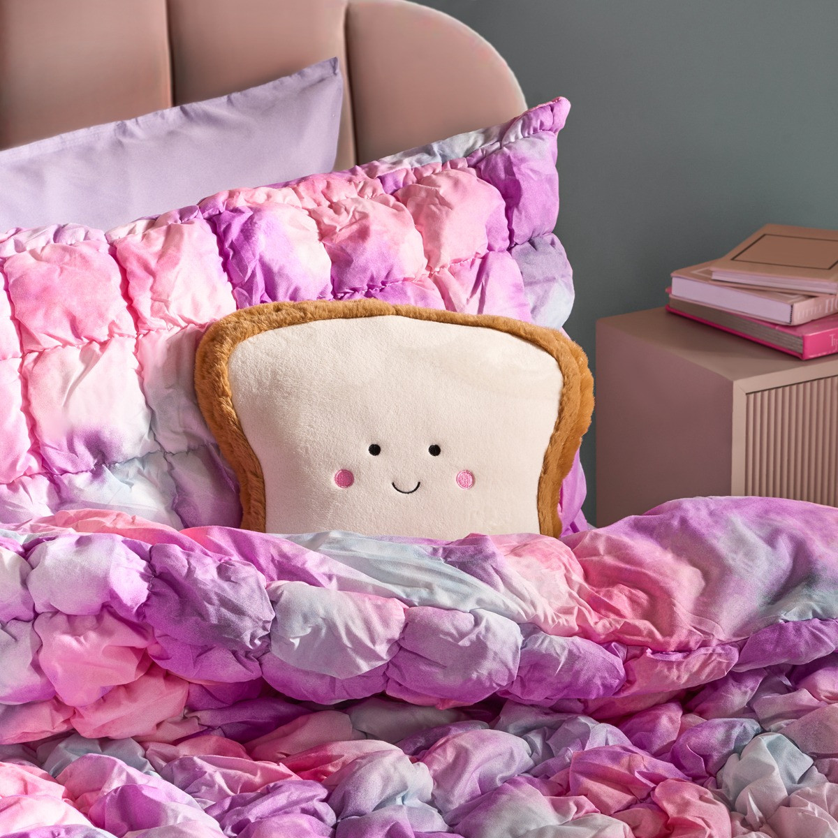 OHS Quilted Seersucker Tie Dye Duvet Cover Set, Multi - Single>