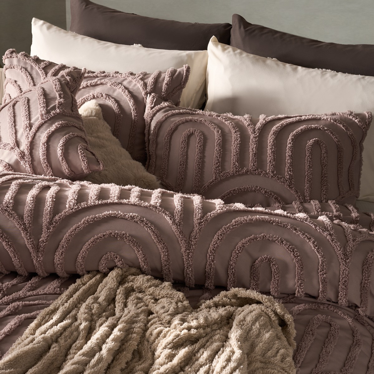 OHS Tufted Arches Duvet Cover Set, Natural - King>