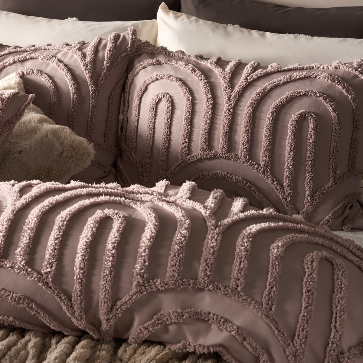 OHS Tufted Arches Duvet Cover Set, Natural - King>