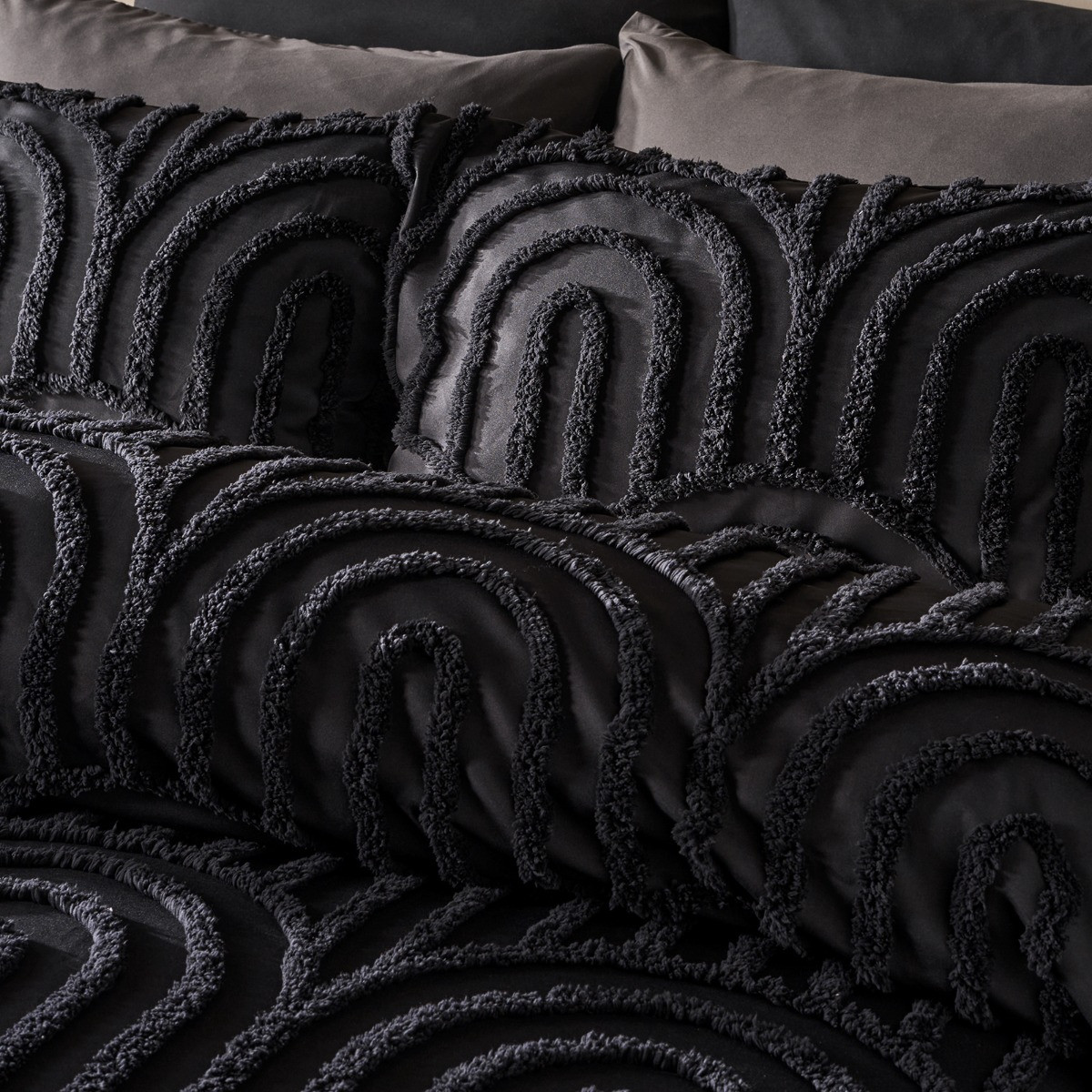 OHS Tufted Arches Duvet Cover Set, Black - King>