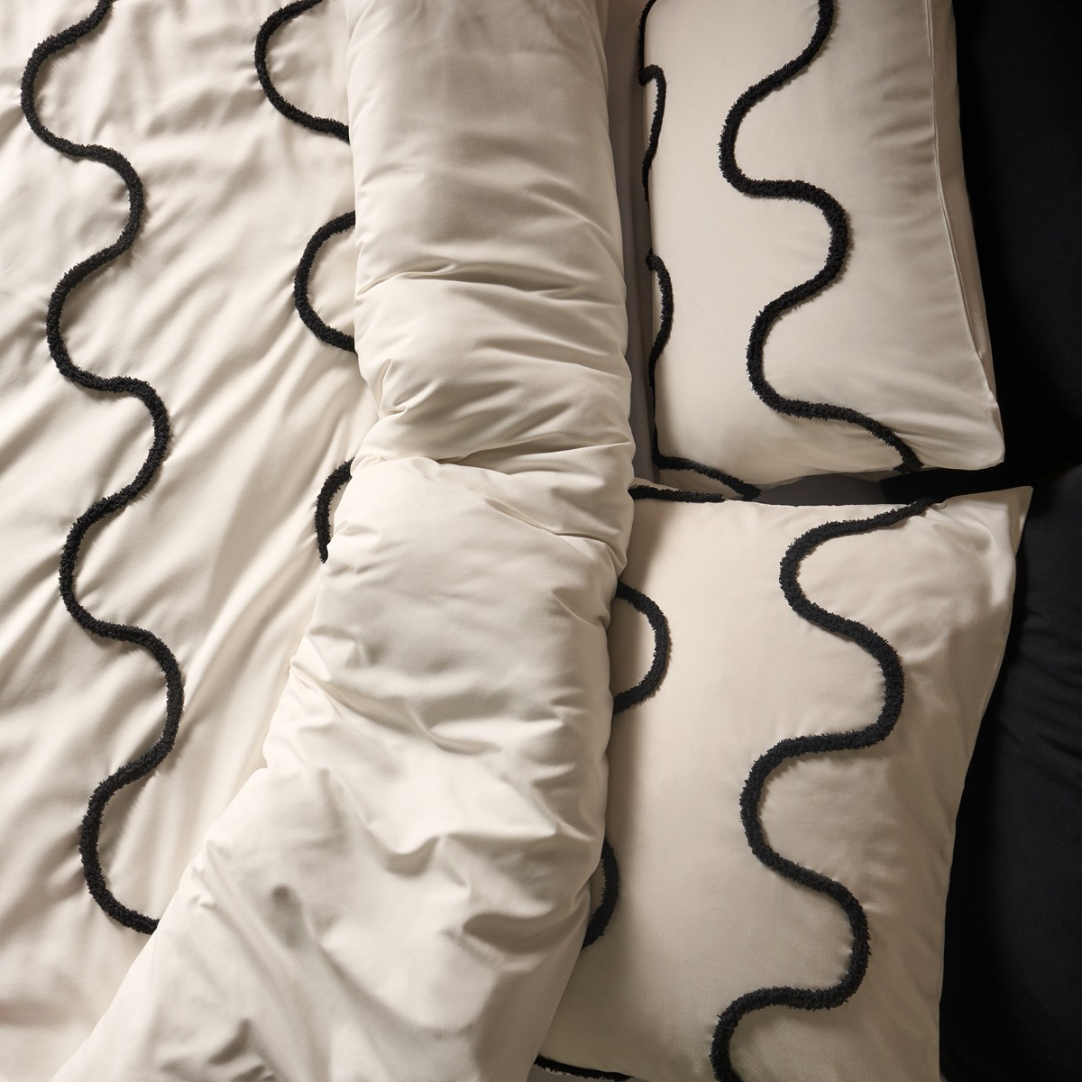 OHS Tufted Wave Duvet Set, Monochrome - Double>