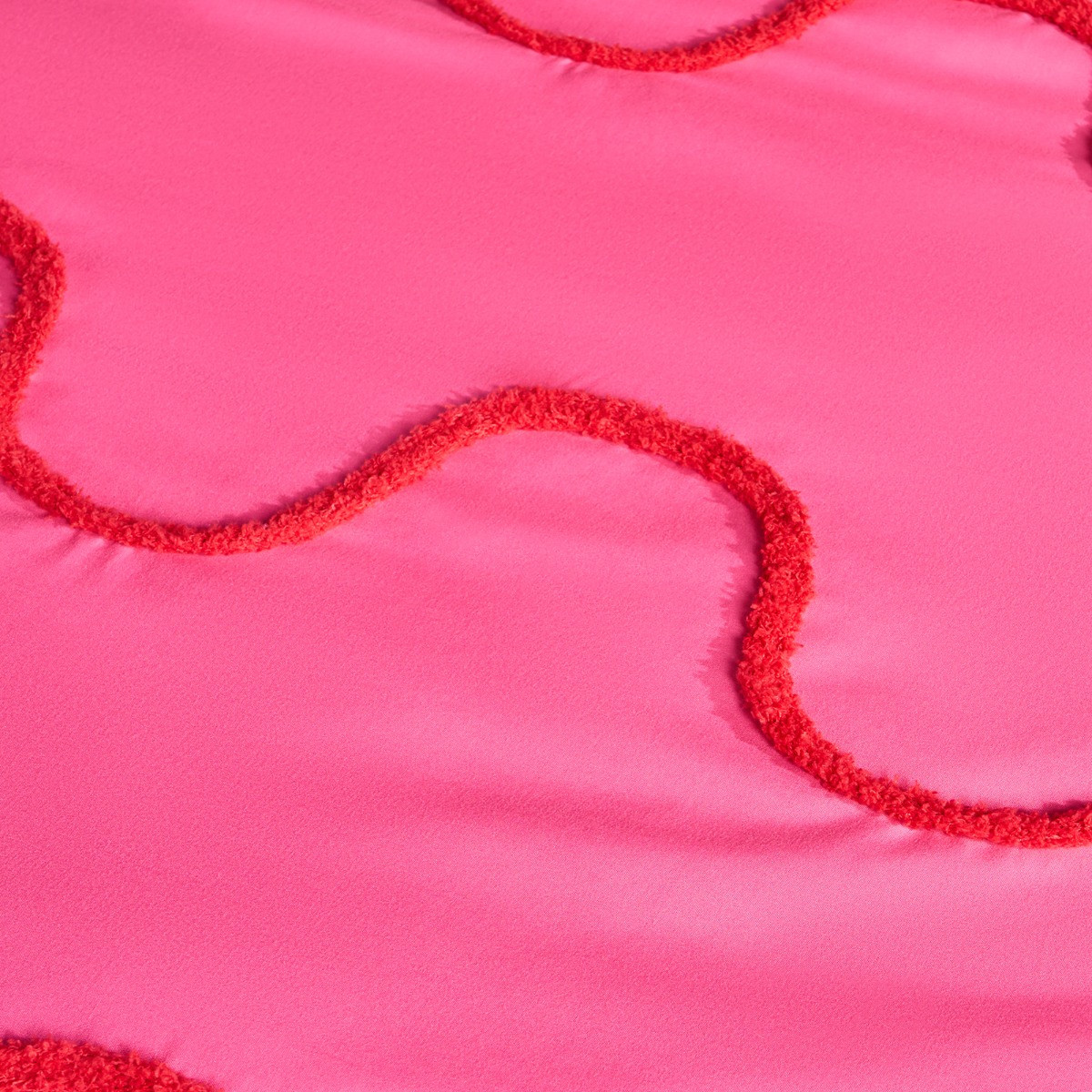 OHS Tufted Wave Duvet Set, Hot Pink/Red - Single>