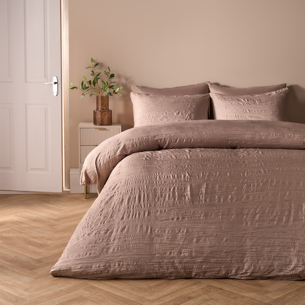 OHS Crinkle Duvet Set - Mink>