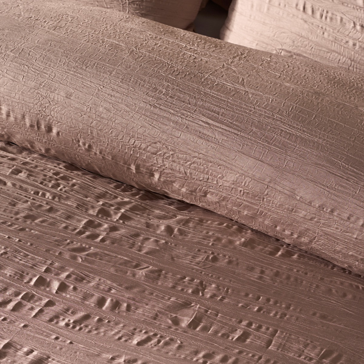 OHS Crinkle Duvet Set, Mink - Double>
