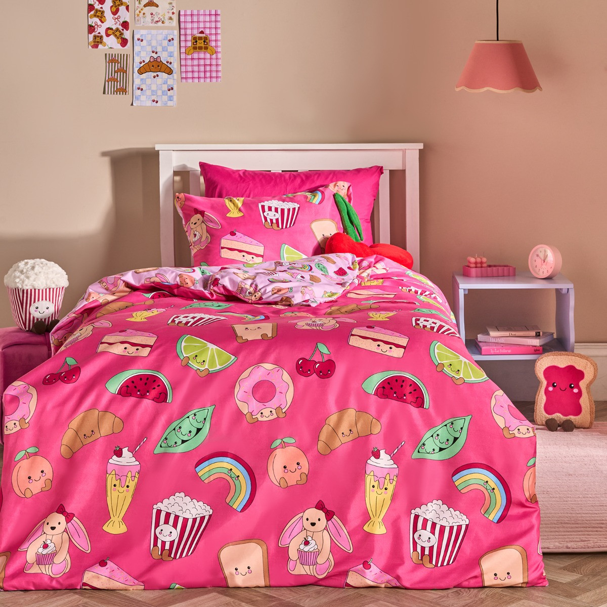 OHS Sweetie Pies Print Duvet Cover Set, Magenta - Single>