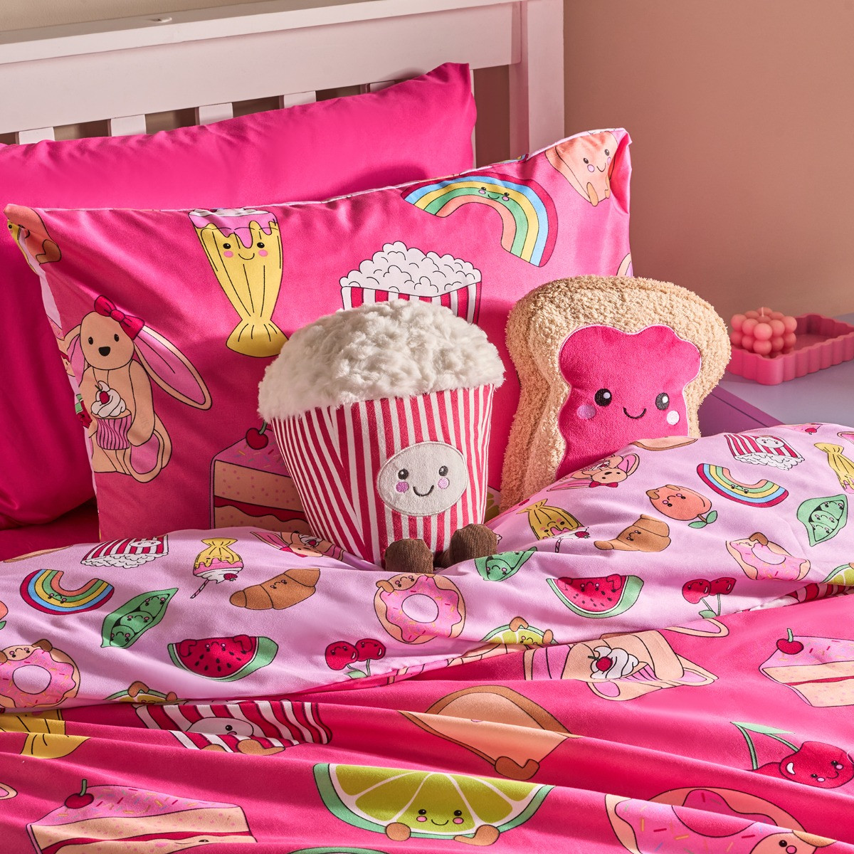 OHS Sweetie Pies Print Duvet Cover Set, Magenta - Double>