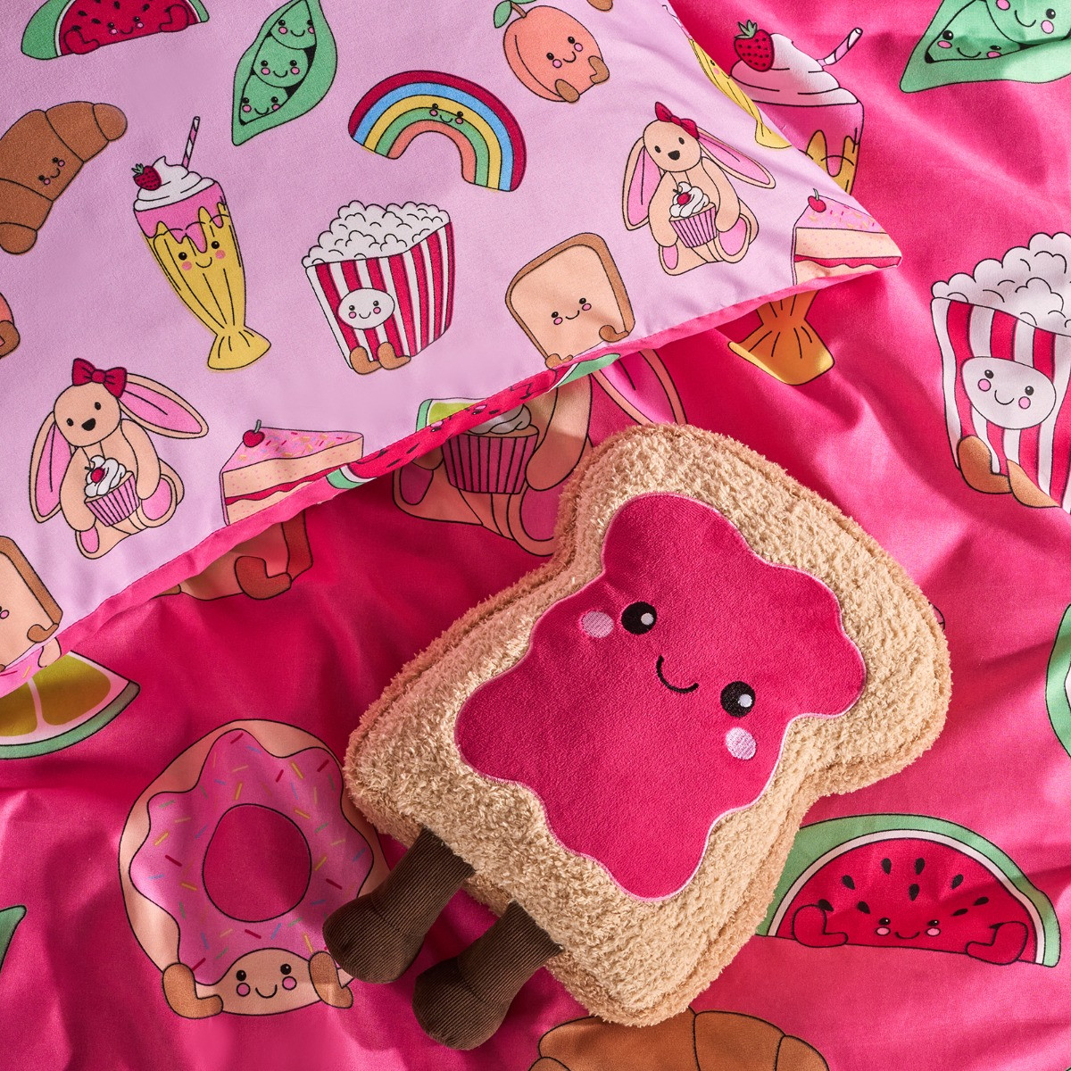 OHS Sweetie Pies Print Duvet Cover Set, Magenta - Double>