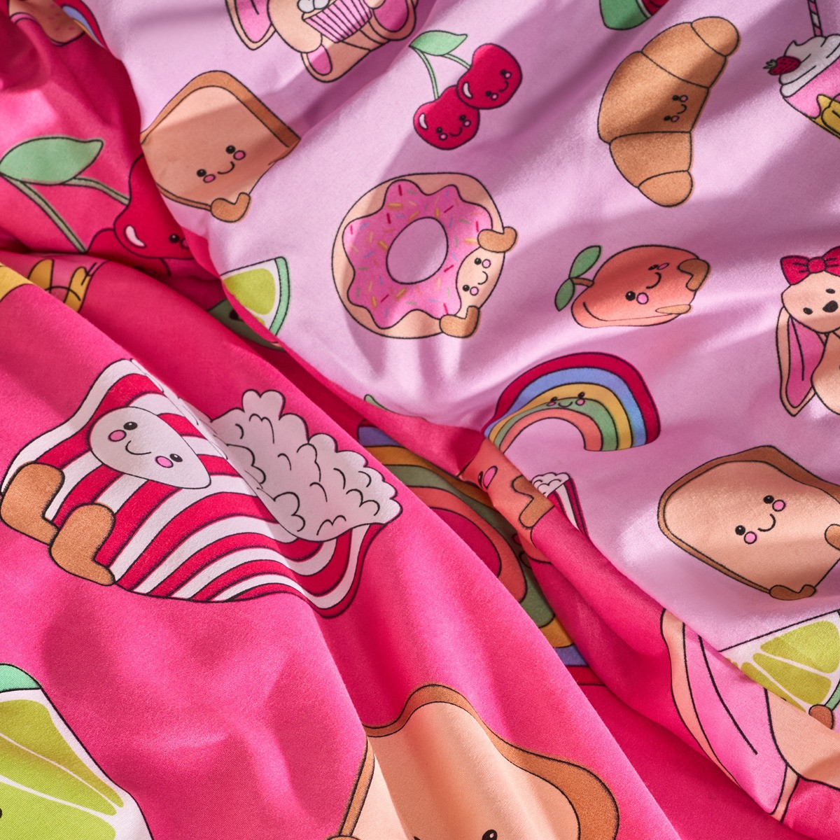 OHS Sweetie Pies Print Duvet Cover Set, Magenta - Double>