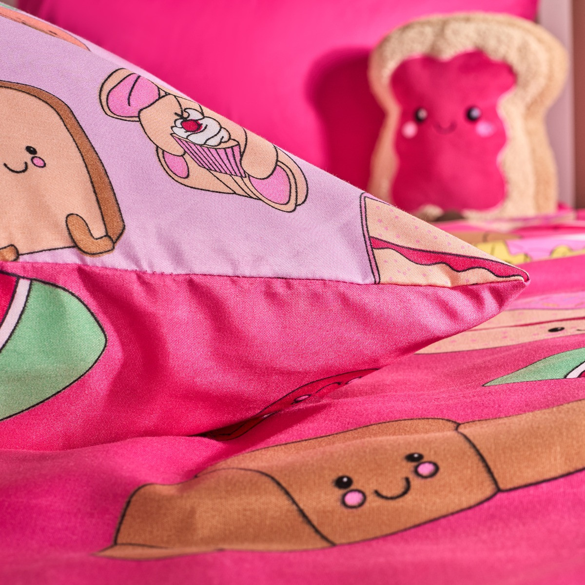 OHS Sweetie Pies Print Duvet Cover Set, Magenta - Double>