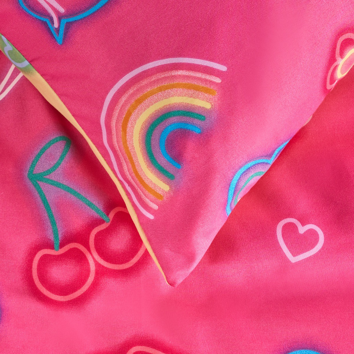 OHS Neon Lights Duvet Cover Set, Magenta - Single>