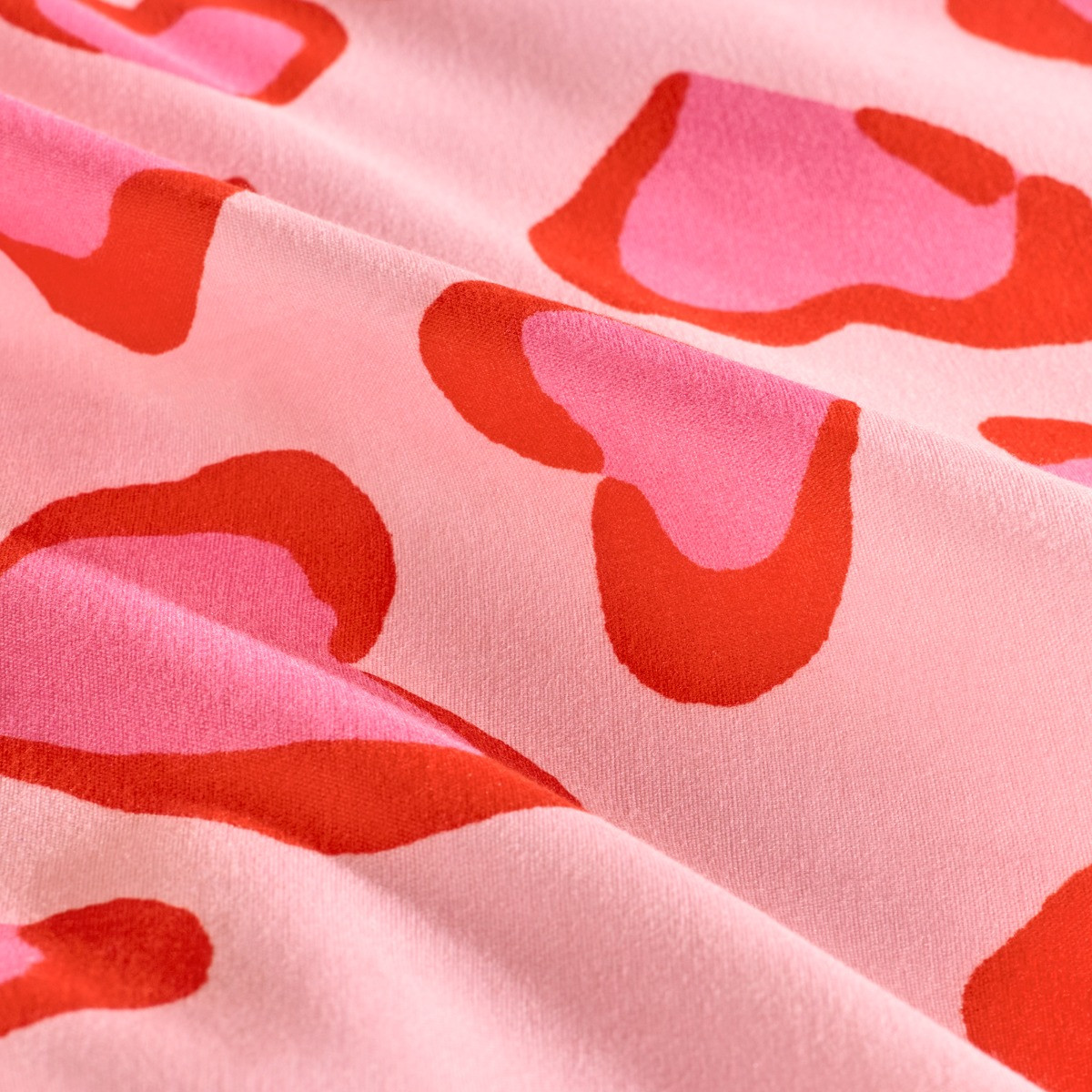 OHS Heart Leopard Print Duvet Cover Set, Pink - Double>