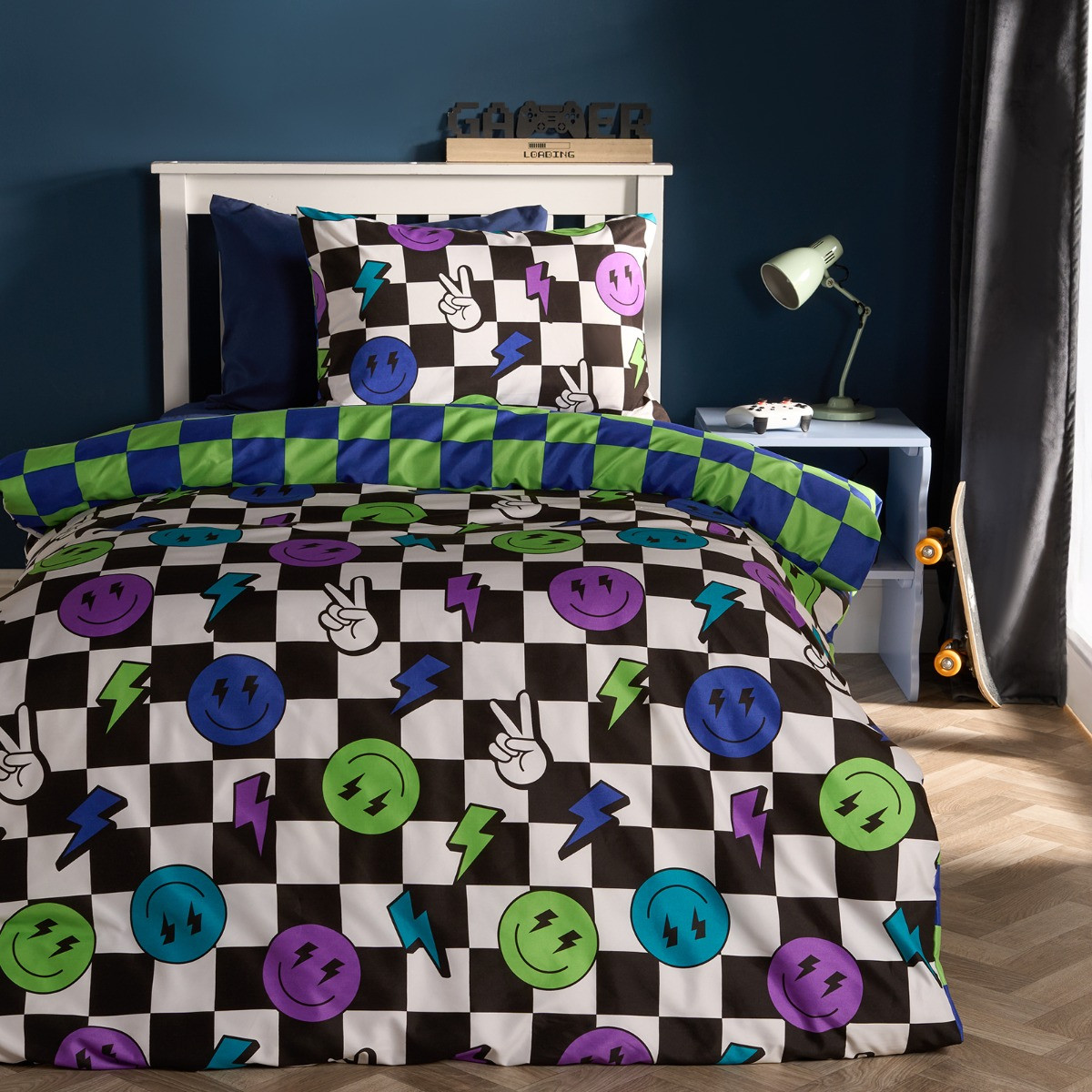 OHS Checkerboard Duvet Cover Set - Monochrome>