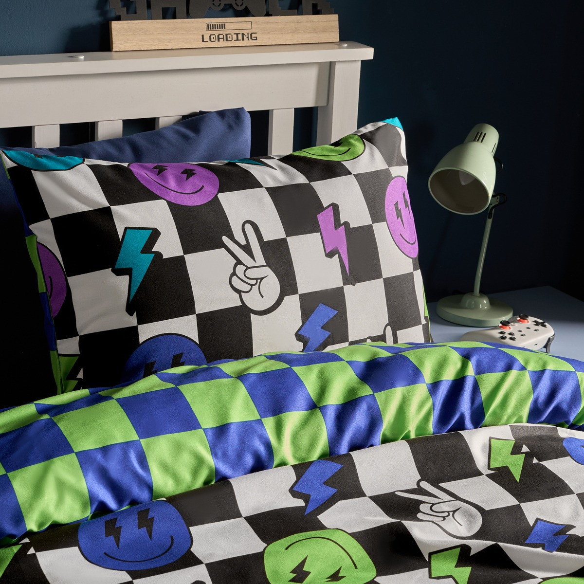 OHS Checkerboard Duvet Cover Set, Monochrome - Single>