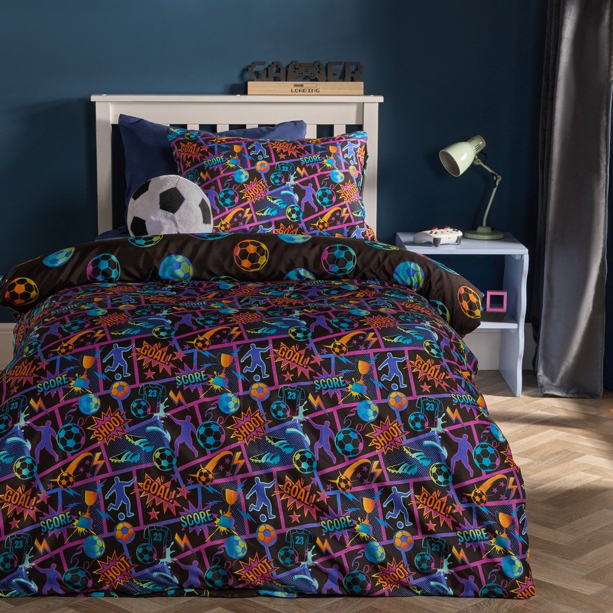 OHS Football Comic Print Duvet Cover Set, Multi - Single>