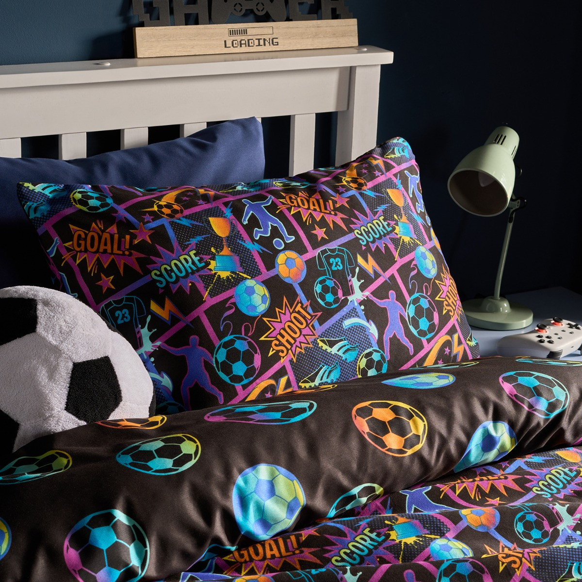 OHS Football Comic Print Duvet Cover Set, Multi - Single>