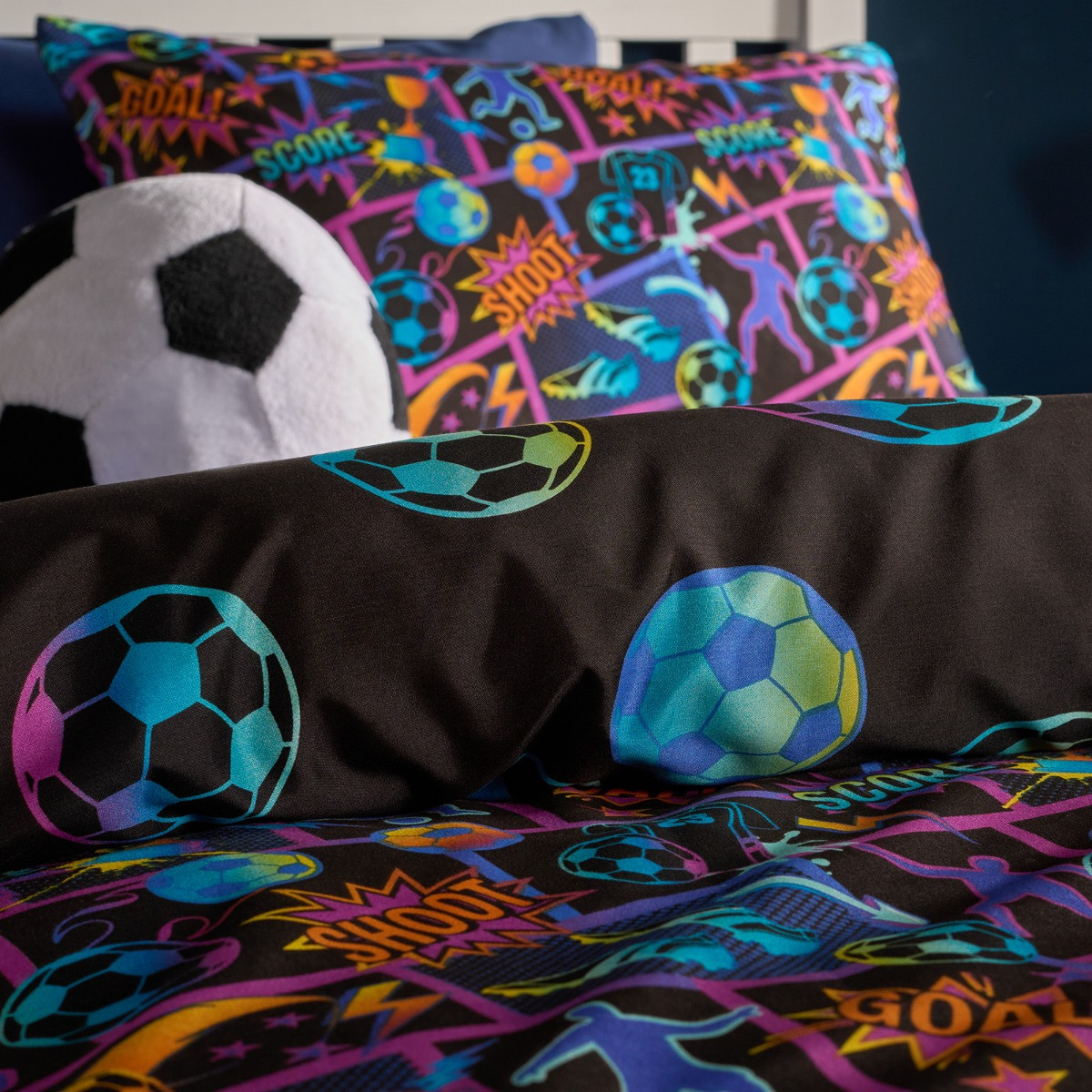 OHS Football Comic Print Duvet Cover Set, Multi - Double>