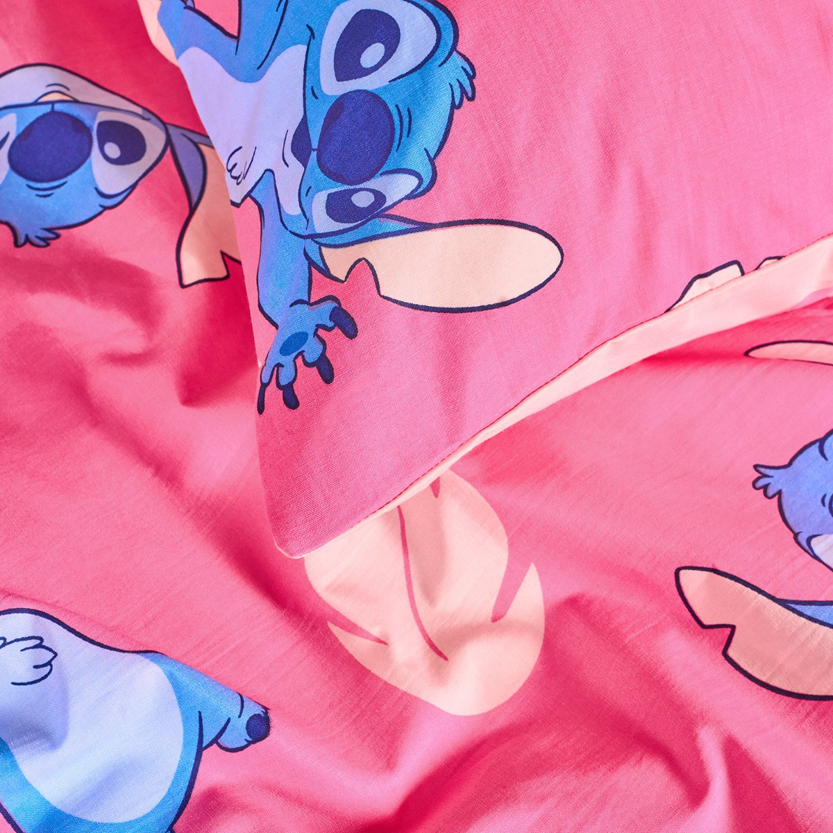 OHS Stitch Printed Duvet Cover Set, Pink - Single>