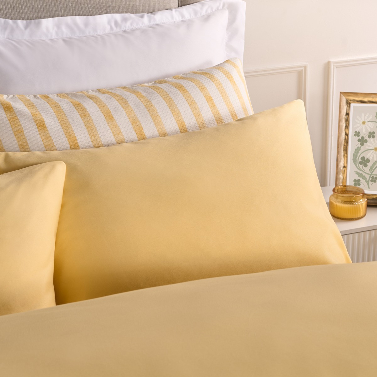 OHS 2 Pack Plain Dyed Housewife Pillowcases - Lemon>