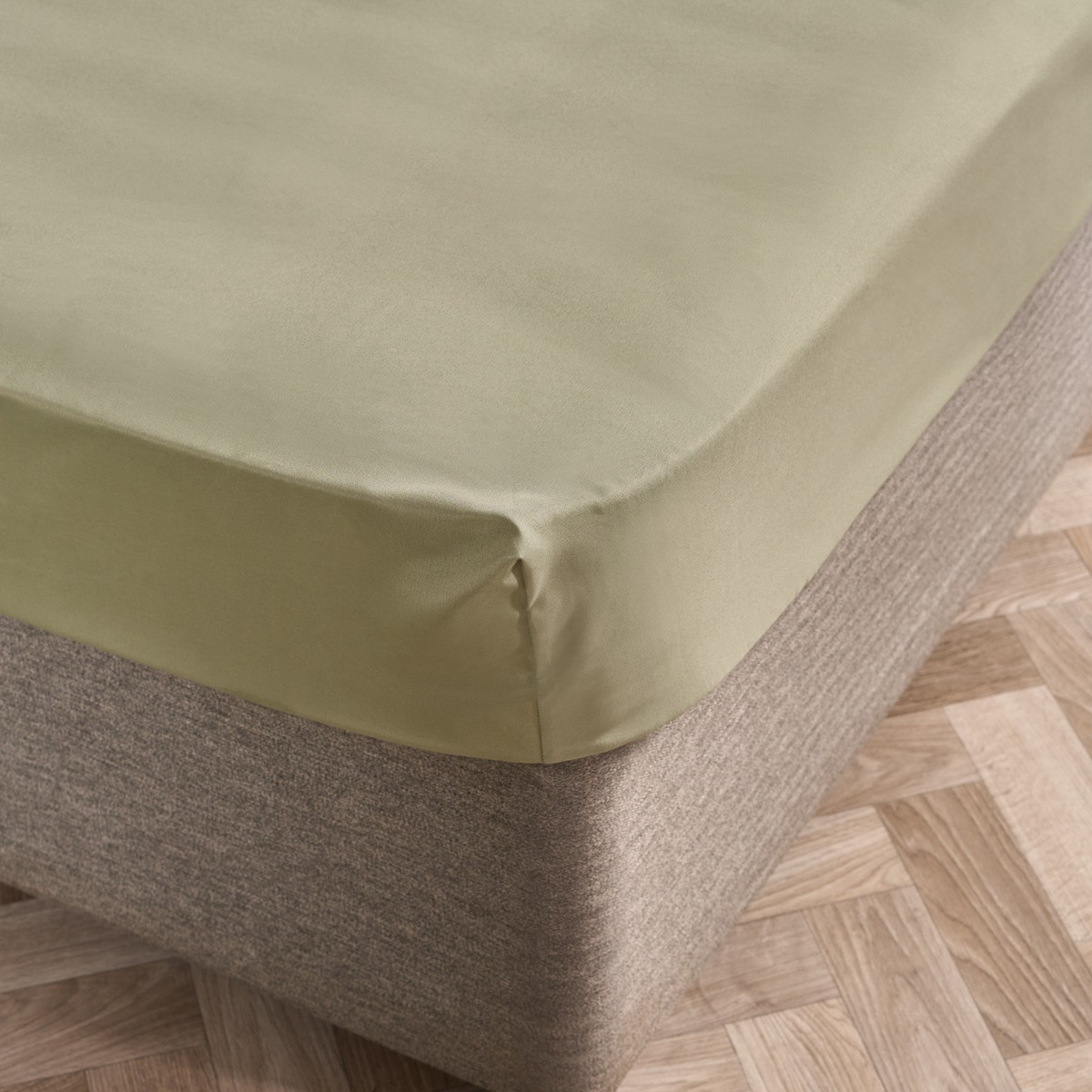 OHS Plain Dyed Fitted Sheet, Sage - Double>
