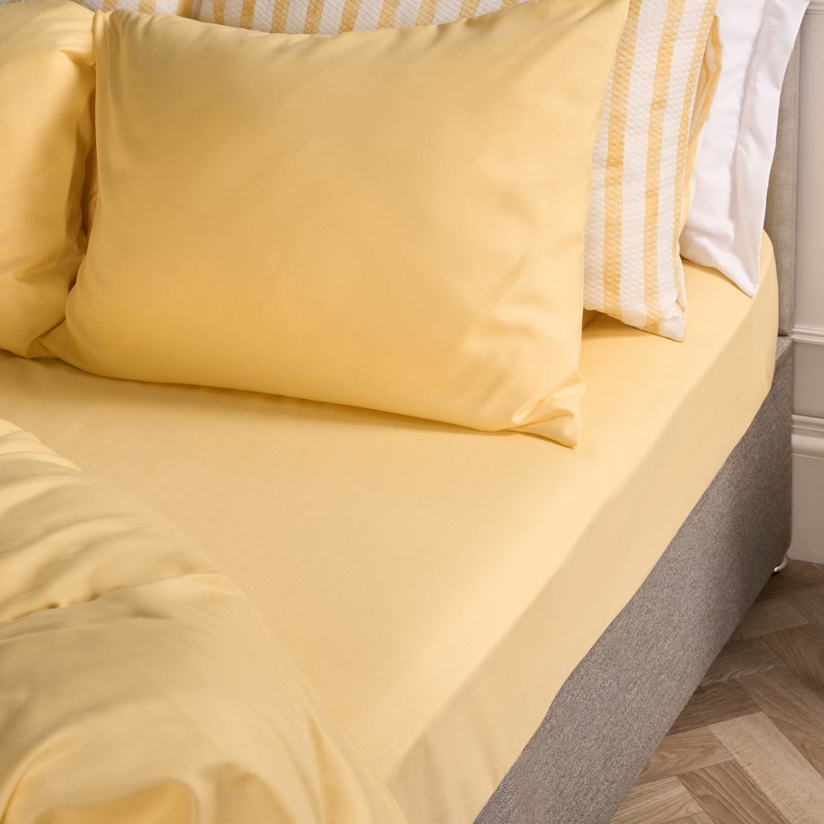 OHS Plain Dyed Fitted Sheet - Lemon>