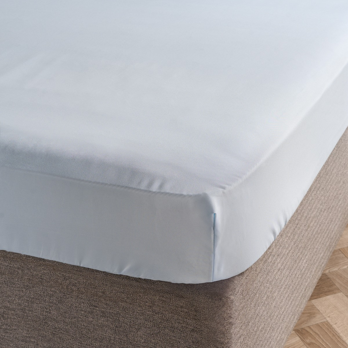 OHS Plain Dyed Fitted Sheet, Light Blue - Double>