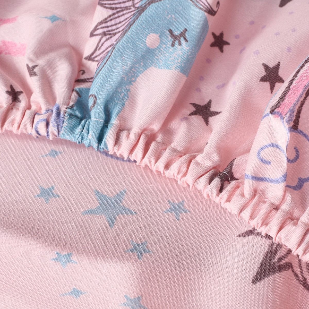 OHS Unicorn Kingdom Print Fitted Sheet, Pink - Single>