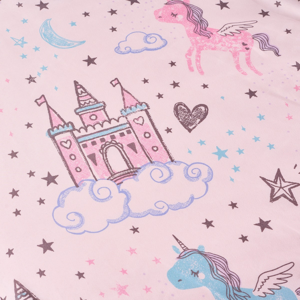 OHS Unicorn Kingdom Print Fitted Sheet, Pink - Single>