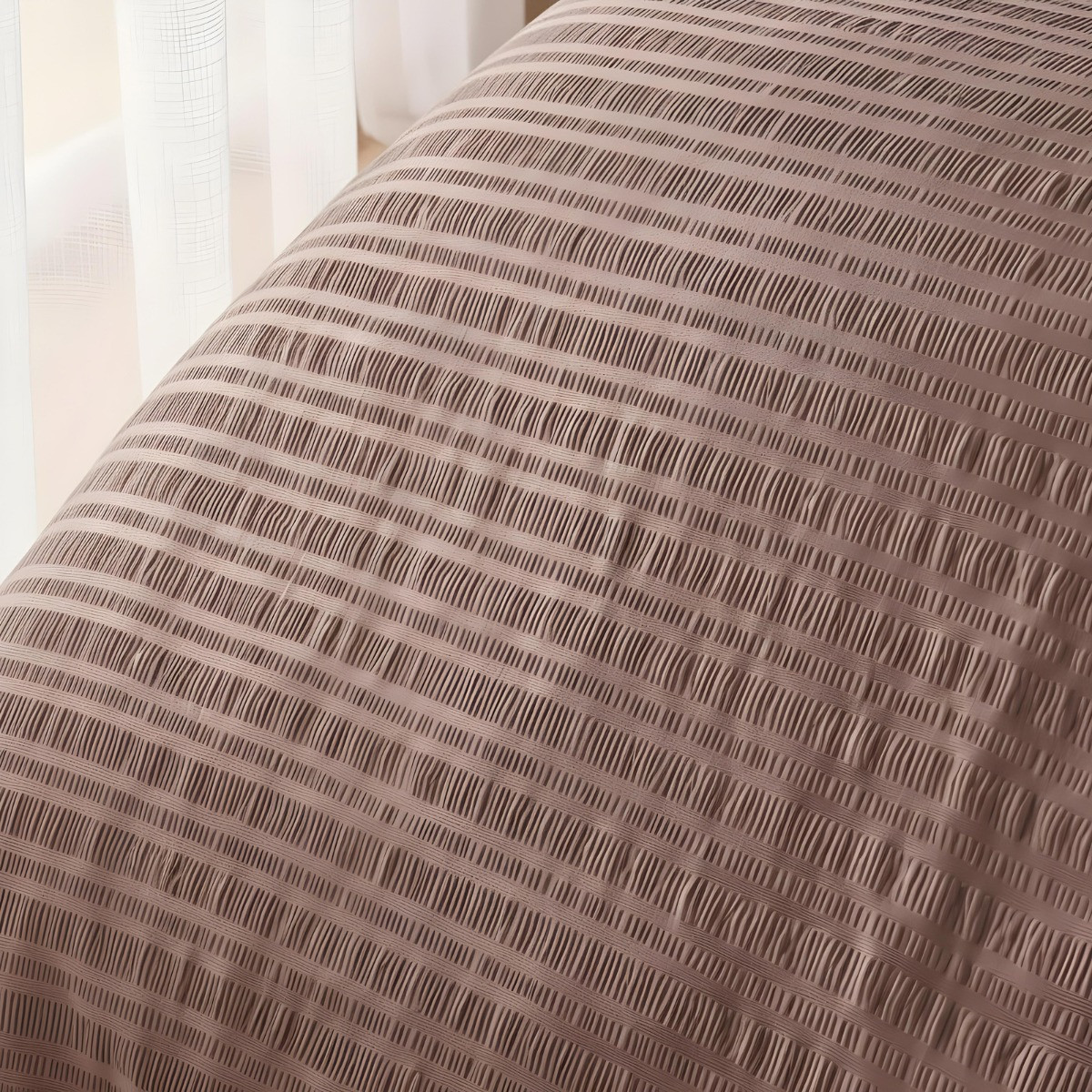 OHS Embossed Seersucker Duvet Set, Mink  - Super King>