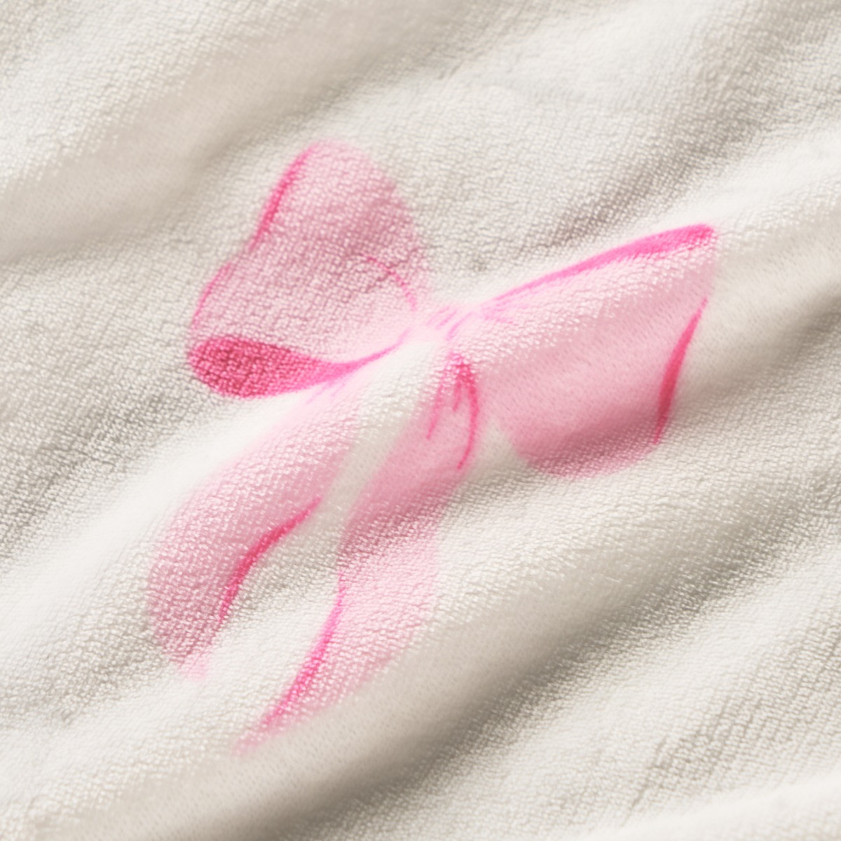 OHS Bow Print Fleece Duvet Cover Set - Pink/White>