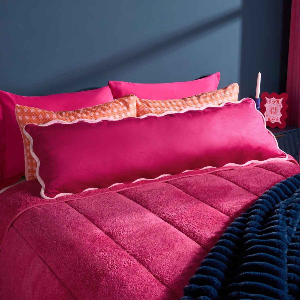 OHS Scallop Piped Edge Bolster Pillow - Burgundy/Pink>