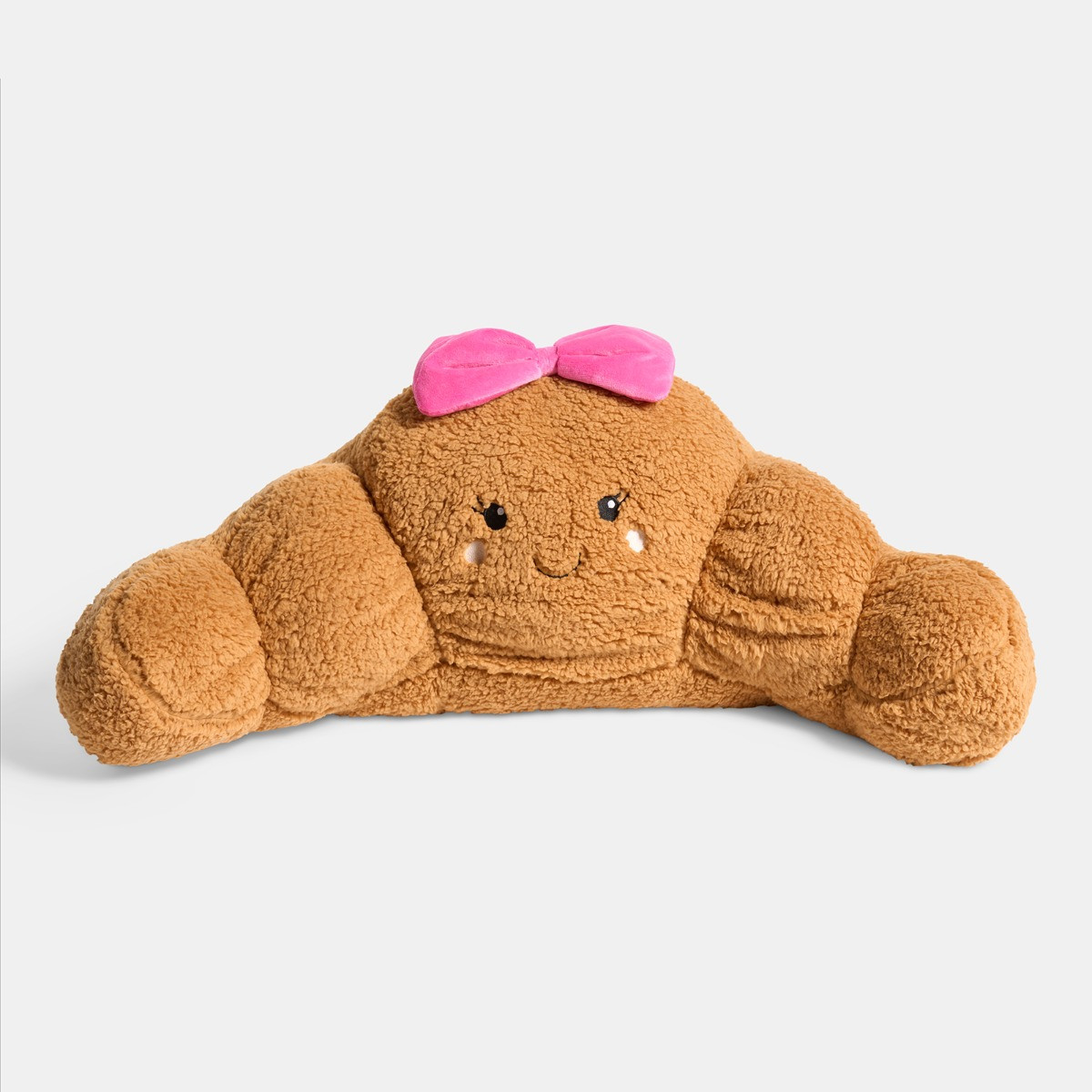 OHS Bowed Croissant Cuddle Cushion - Natural/Hot Pink>