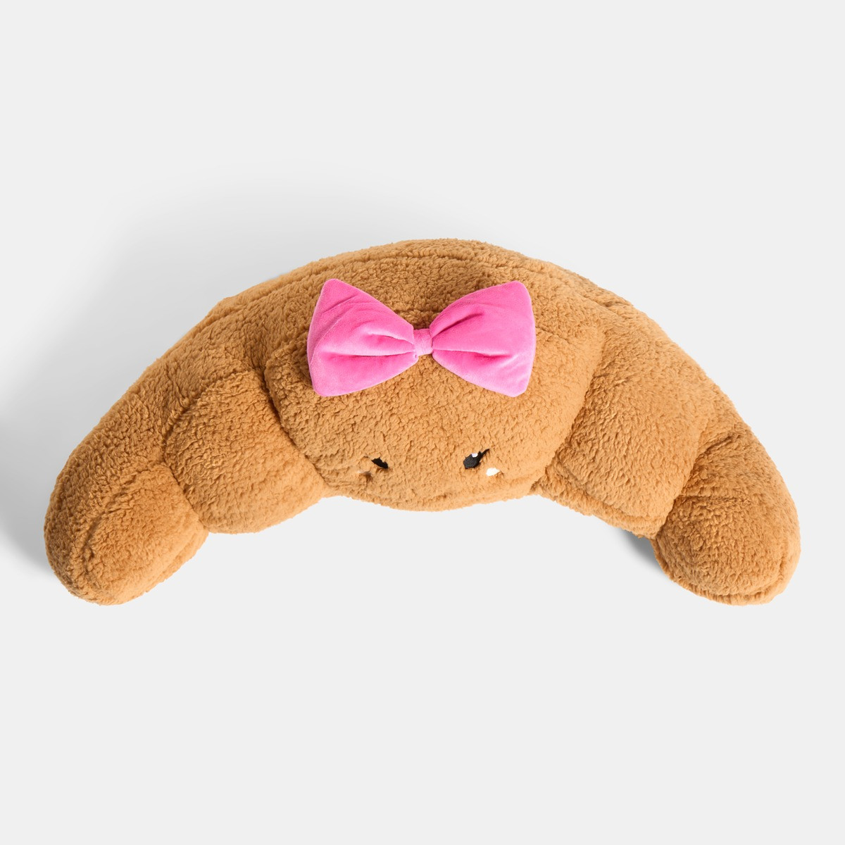 OHS Bowed Croissant Cuddle Cushion - Natural/Hot Pink>