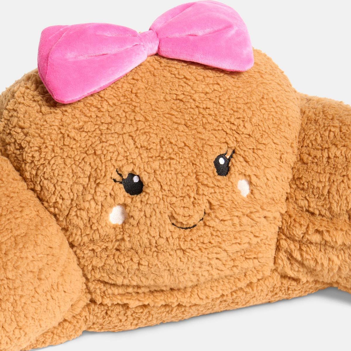 OHS Bowed Croissant Cuddle Cushion - Natural/Hot Pink>