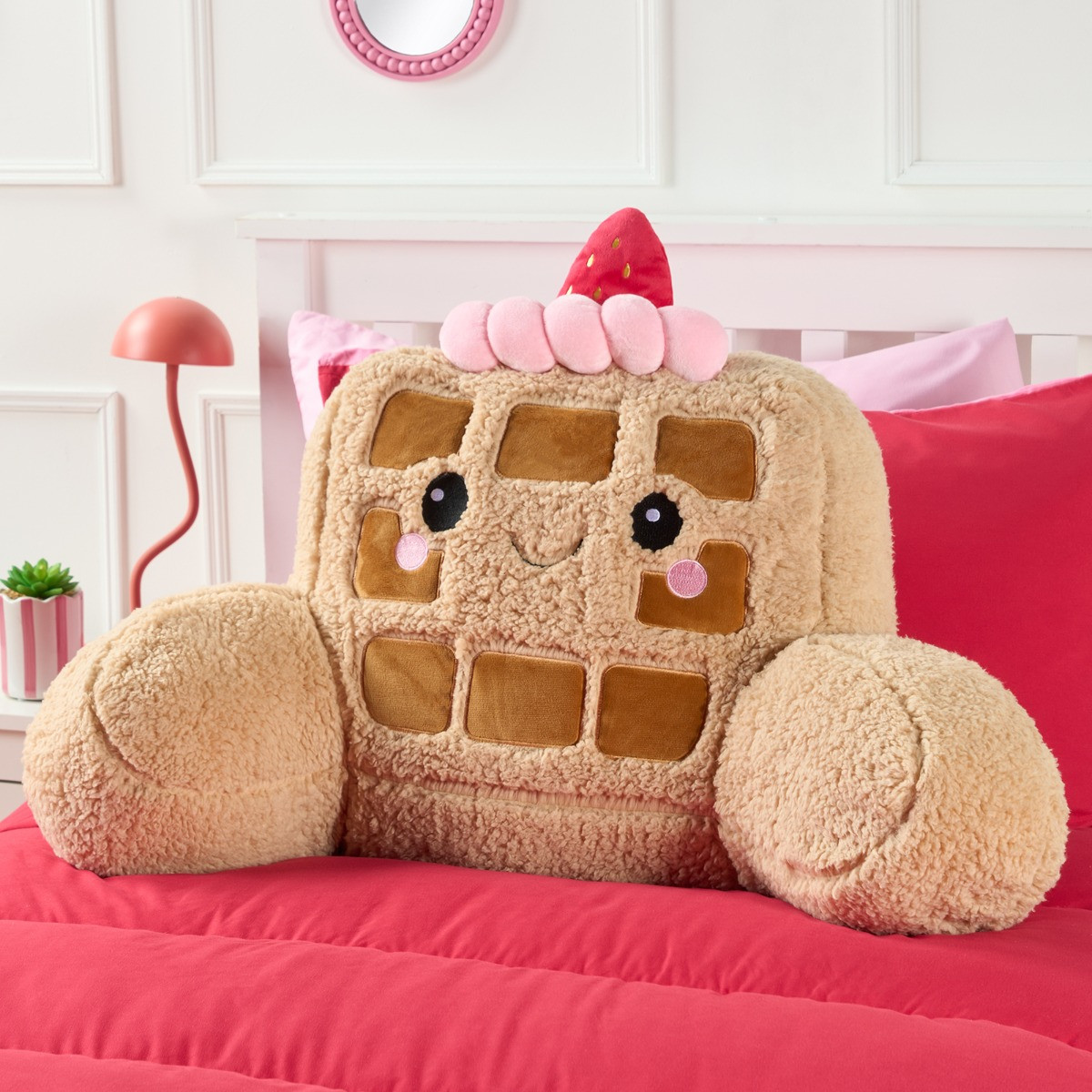 OHS Waffle Cuddle Cushion - Natural/Pink>