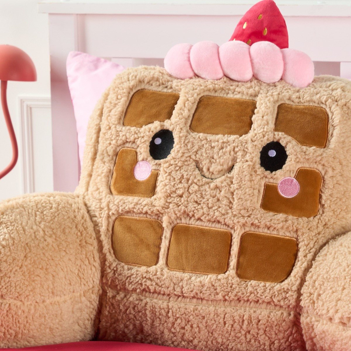 OHS Waffle Cuddle Cushion - Natural/Pink>