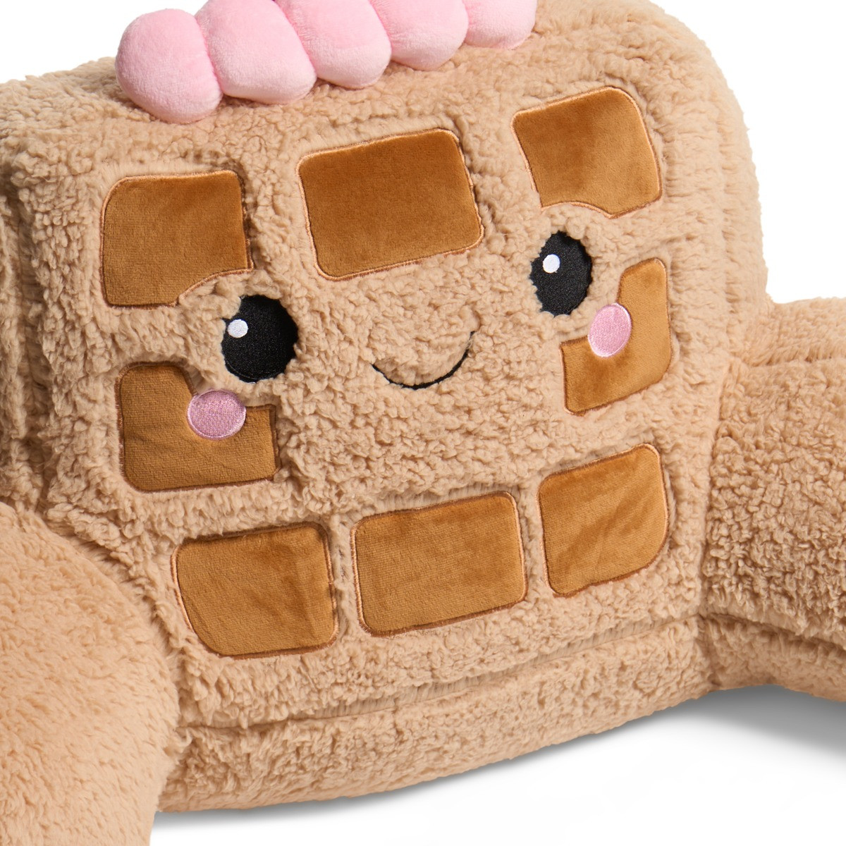 OHS Waffle Cuddle Cushion - Natural/Pink>