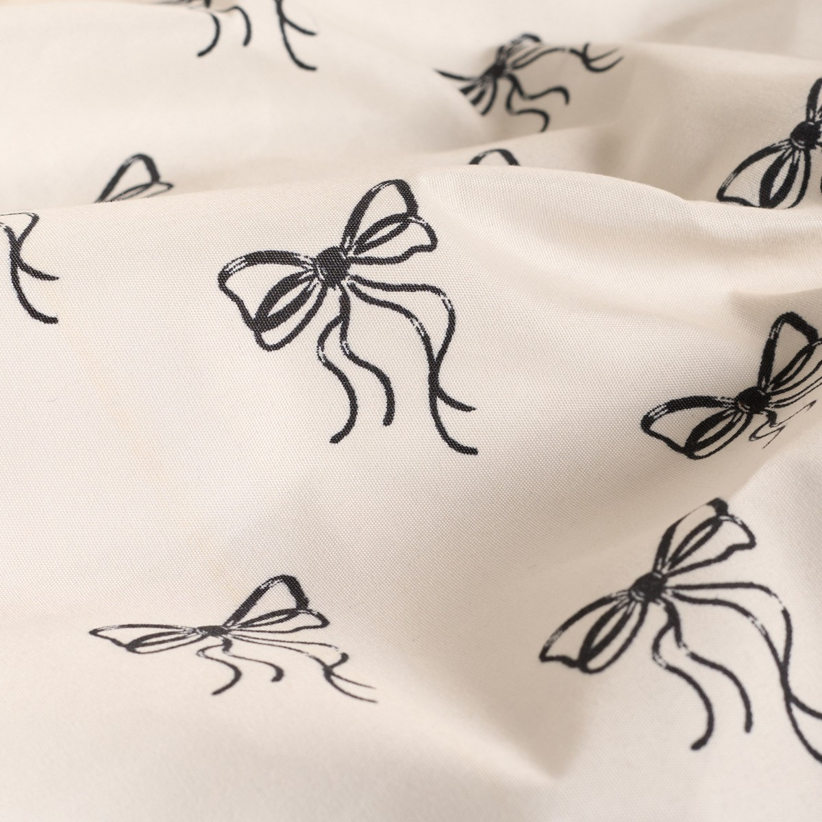 OHS Ditsy Bow Frill Duvet Cover Set, Monochrome - Double>