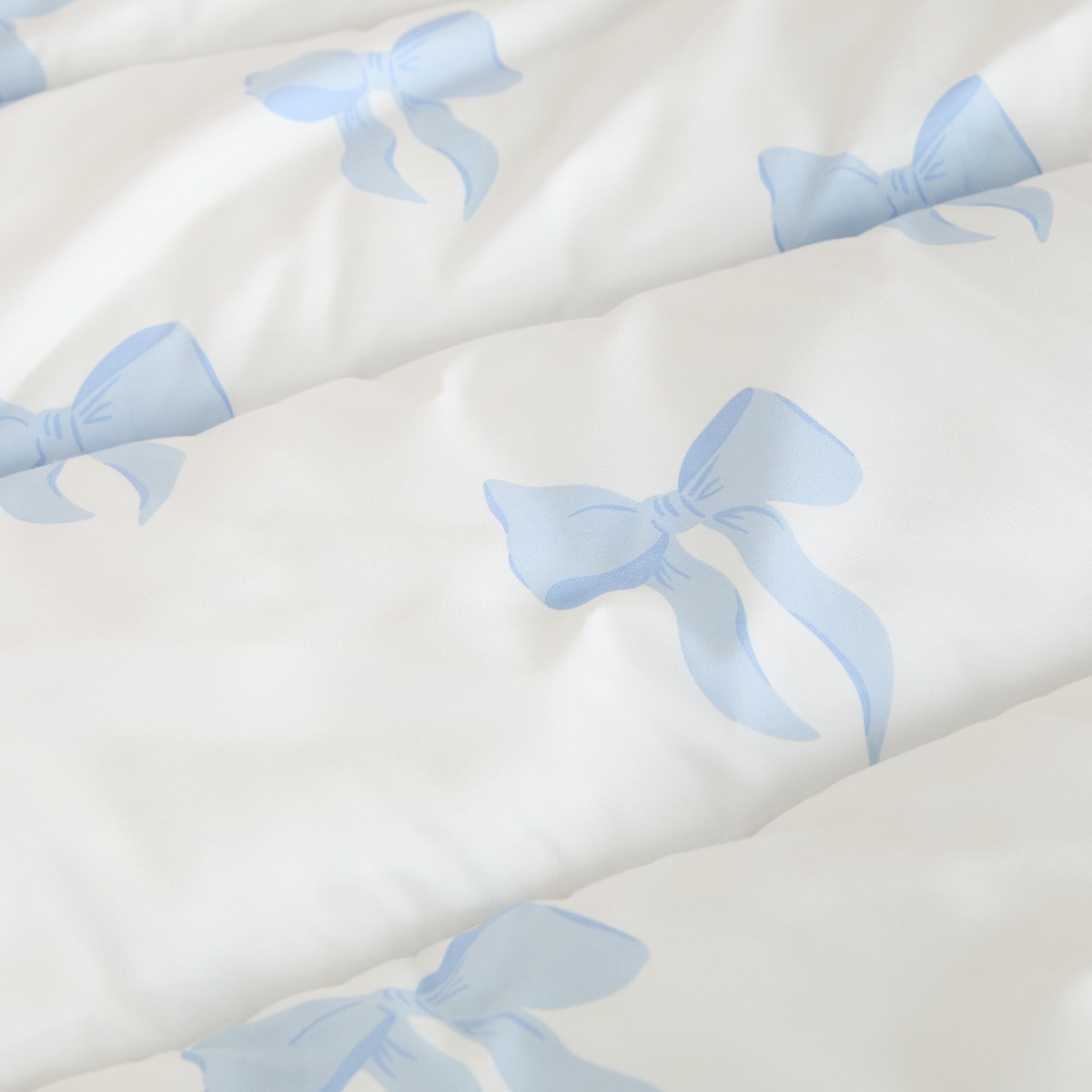 OHS Bow Print Coverless 10.5 Tog Duvet Set - Blue>