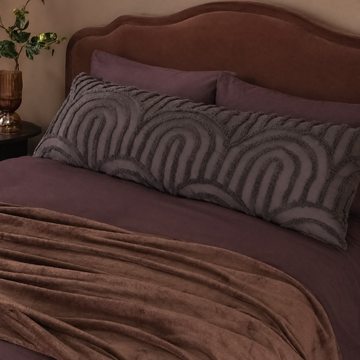 OHS Tufted Arches Bolster Pillow - Coffee>