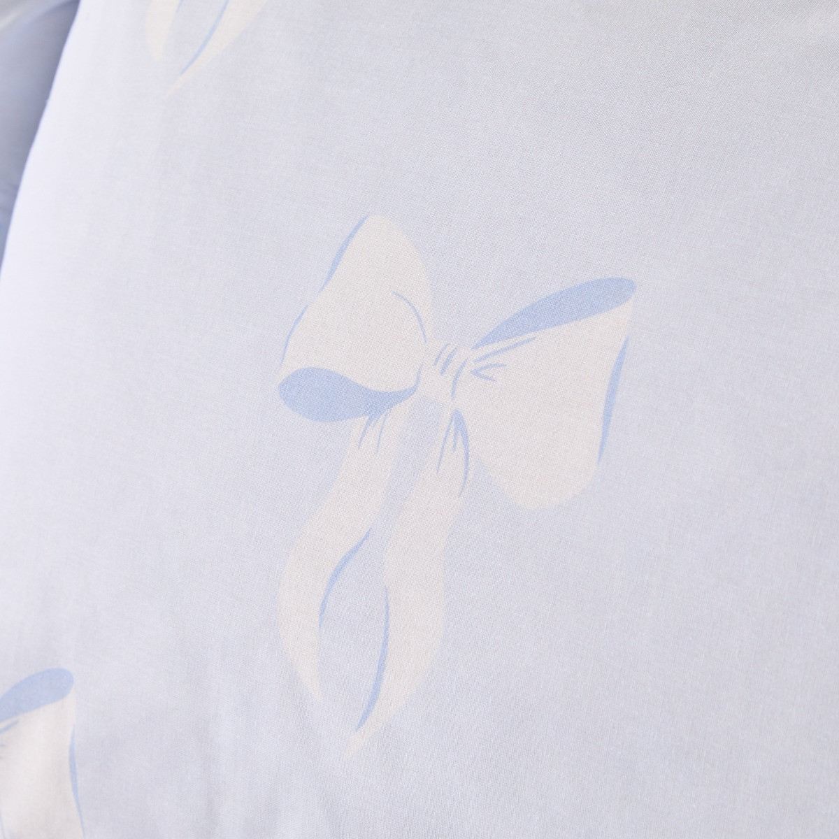 OHS Bows & Stripe Reversible Duvet Cover Set, Blue/White - Single>