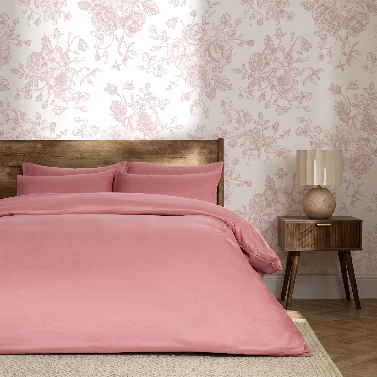 OHS Plain Duvet Cover Set - Dusky Pink>