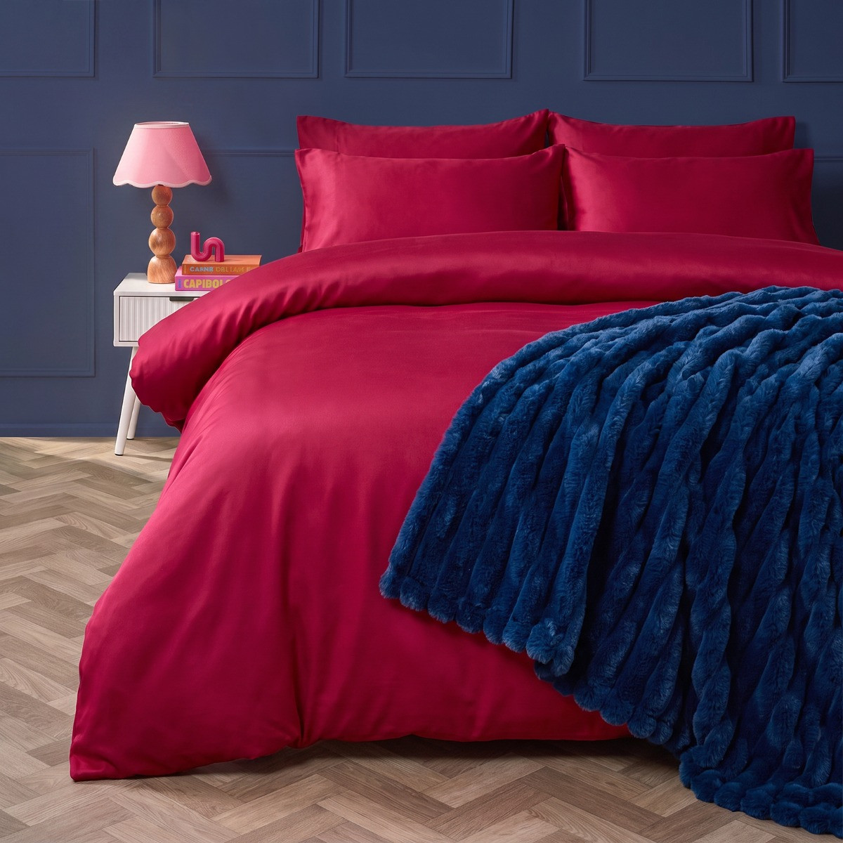 OHS Plain Duvet Cover Set - Fuchsia>