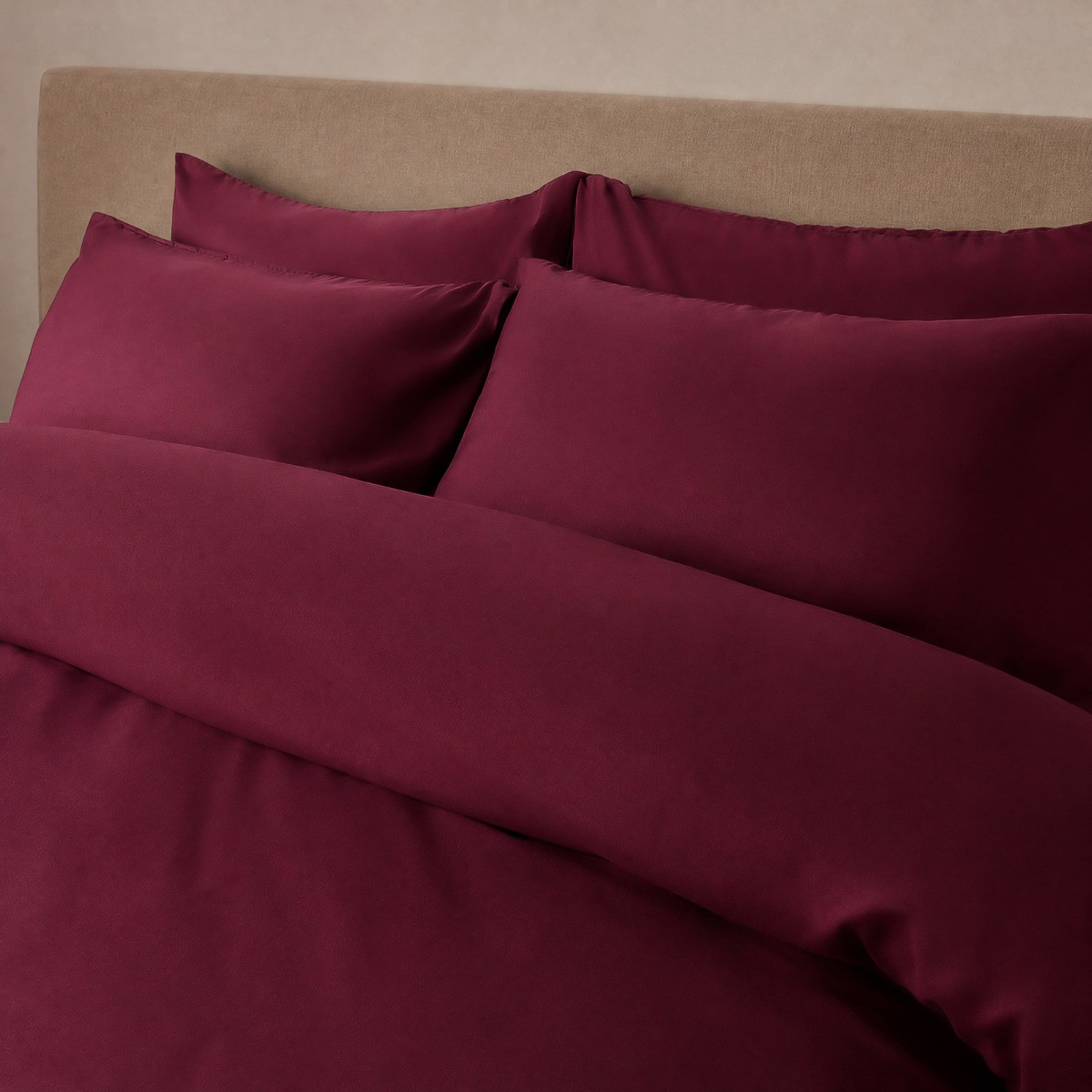 OHS Plain Duvet Cover Set - Burgundy>