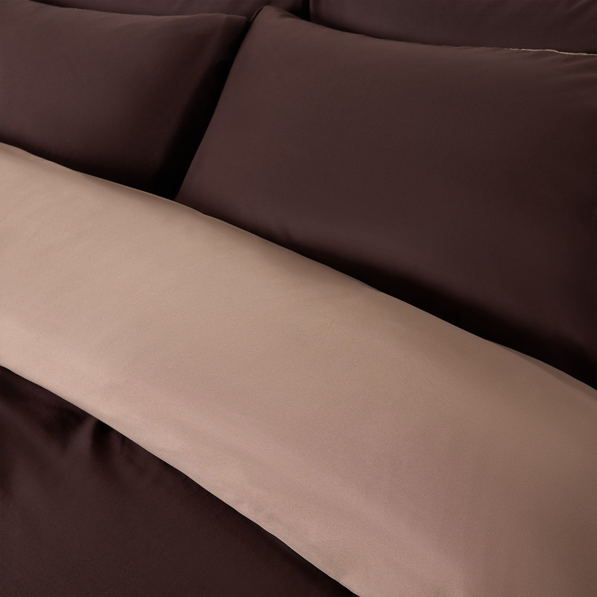 OHS Reversible Duvet Cover Set - Coffee/Natural>