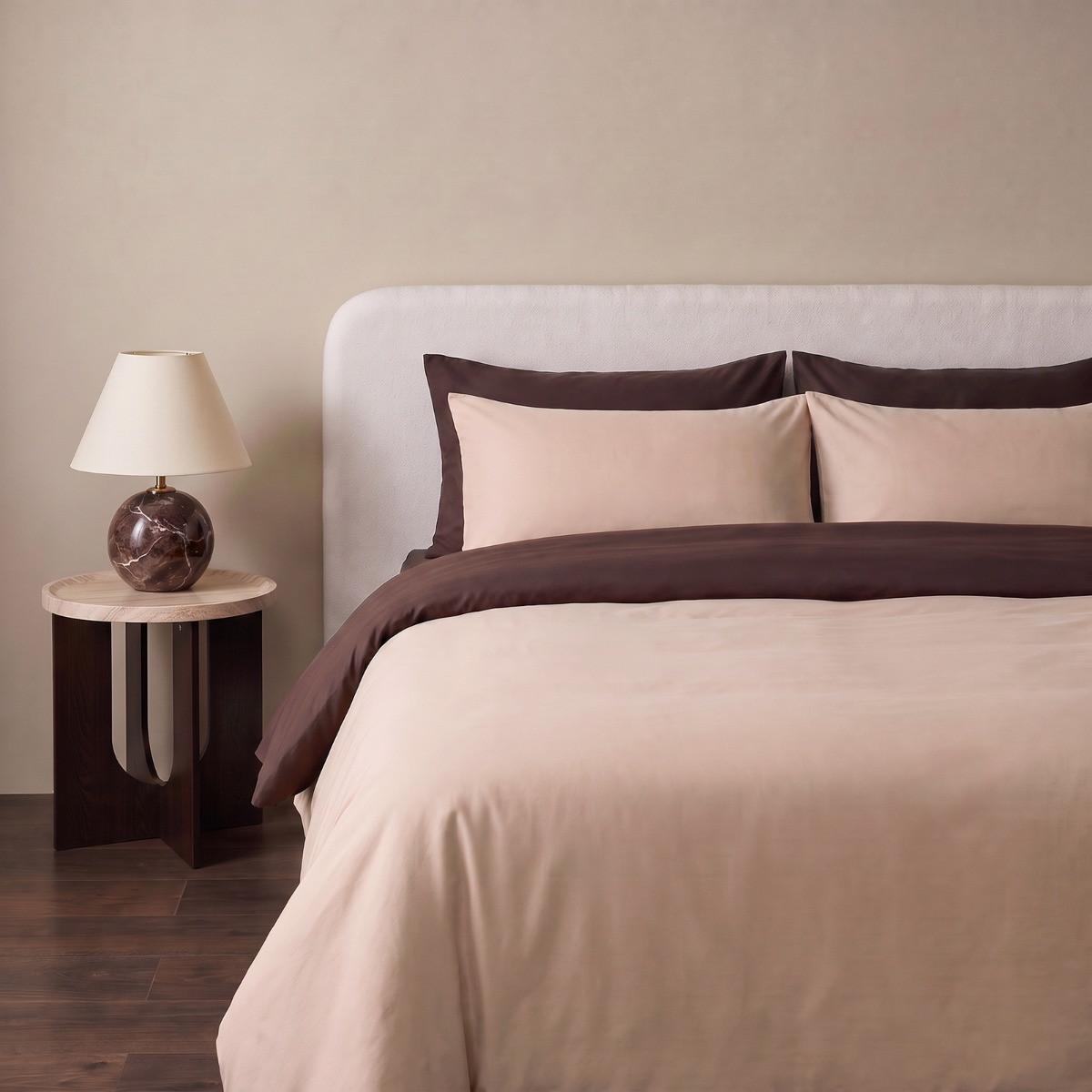 OHS Reversible Duvet Cover Set - Coffee/Natural>